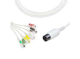 A5137-EC0 AAMI متوافق المباشر -- ربط ECG كابل 5 -- الرصاص كليب ، IEC 6pin